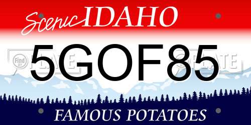 5GOF85 Idaho License Plate