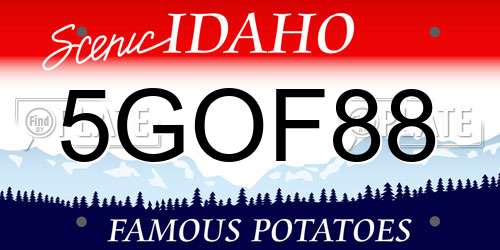 5GOF88 Idaho License Plate