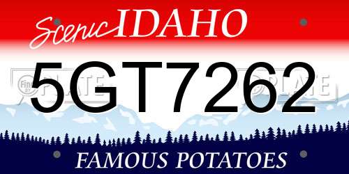 5GT7262 Idaho License Plate