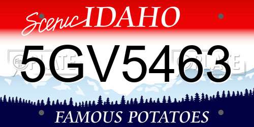 5GV5463 Idaho License Plate