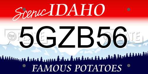 5GZB56 Idaho License Plate