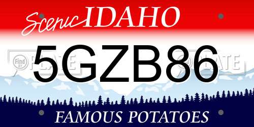 5GZB86 Idaho License Plate