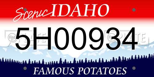 5H00934 Idaho License Plate