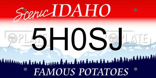 5H0SJ Idaho License Plate
