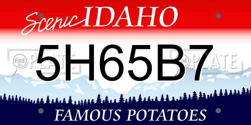 5H65B7 Idaho License Plate