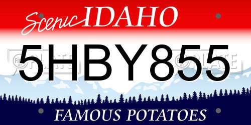 5HBY855 Idaho License Plate