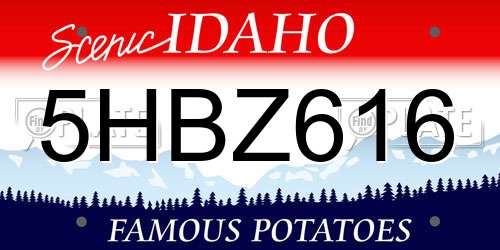 5HBZ616 Idaho License Plate
