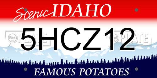 5HCZ12 Idaho License Plate