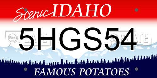 5HGS54 Idaho License Plate