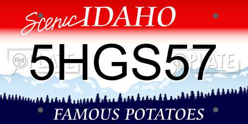 5HGS57 Idaho License Plate