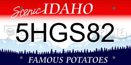 5HGS82 Idaho License Plate
