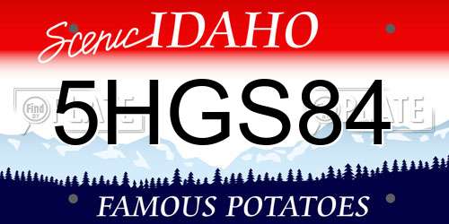 5HGS84 Idaho License Plate