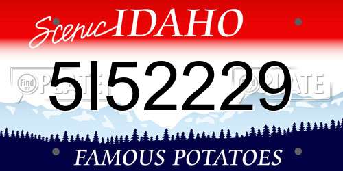 5I52229 Idaho License Plate