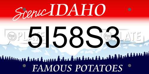 5I58S3 Idaho License Plate