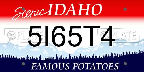 5I65T4 Idaho License Plate