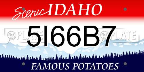 5I66B7 Idaho License Plate