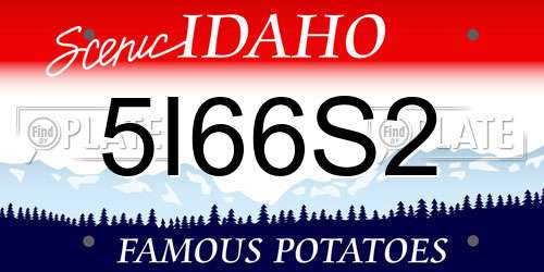 5I66S2 Idaho License Plate