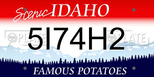 5I74H2 Idaho License Plate
