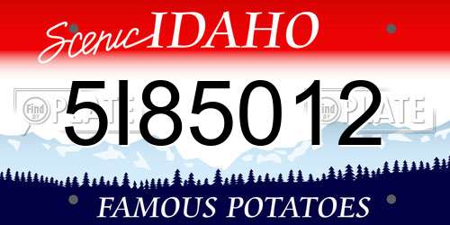 5I85012 Idaho License Plate