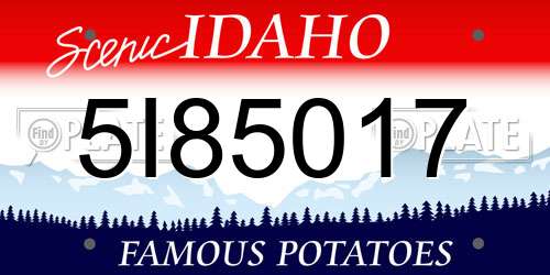 5I85017 Idaho License Plate