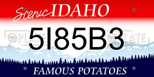 5I85B3 Idaho License Plate