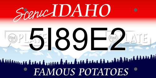 5I89E2 Idaho License Plate