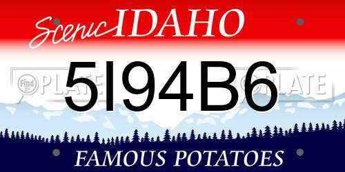 5I94B6 Idaho License Plate