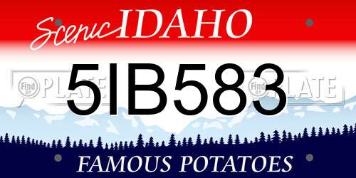 5IB583 Idaho License Plate