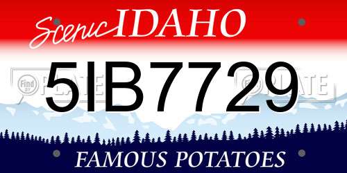 5IB7729 Idaho License Plate