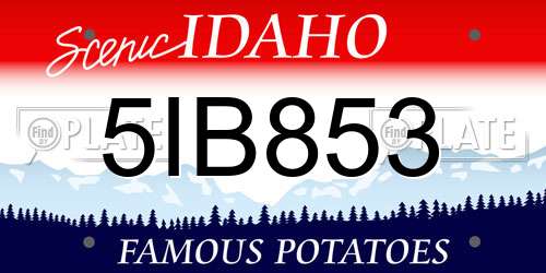 5IB853 Idaho License Plate