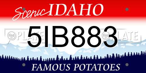 5IB883 Idaho License Plate