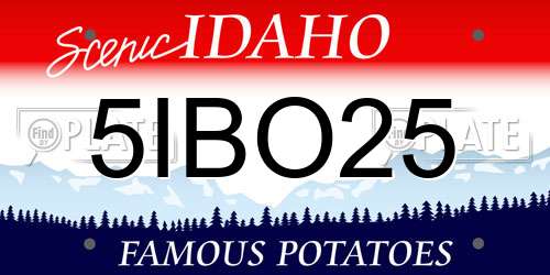 5IBO25 Idaho License Plate