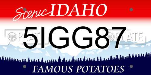 5IGG87 Idaho License Plate