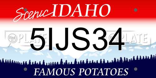 5IJS34 Idaho License Plate
