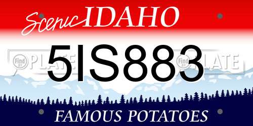 5IS883 Idaho License Plate