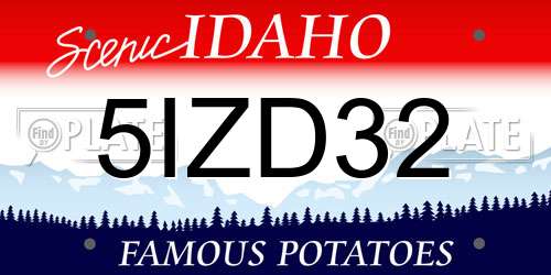 5IZD32 Idaho License Plate