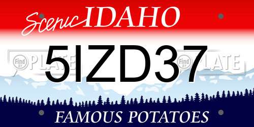 5IZD37 Idaho License Plate