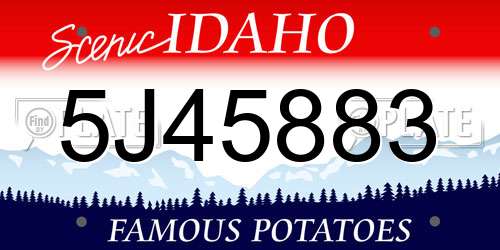 5J45883 Idaho License Plate