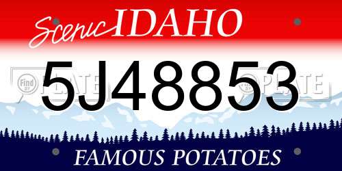 5J48853 Idaho License Plate