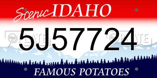 5J57724 Idaho License Plate