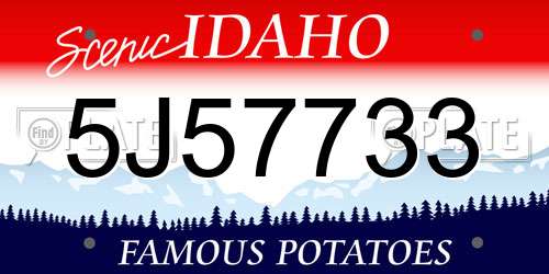 5J57733 Idaho License Plate