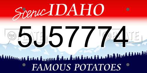 5J57774 Idaho License Plate