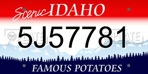 5J57781 Idaho License Plate