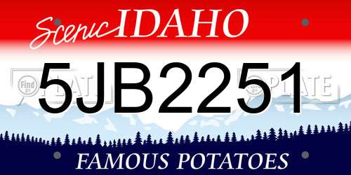 5JB2251 Idaho License Plate