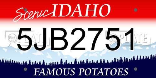 5JB2751 Idaho License Plate