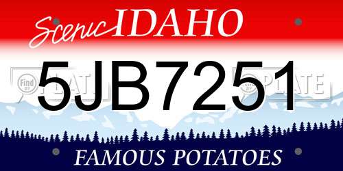 5JB7251 Idaho License Plate
