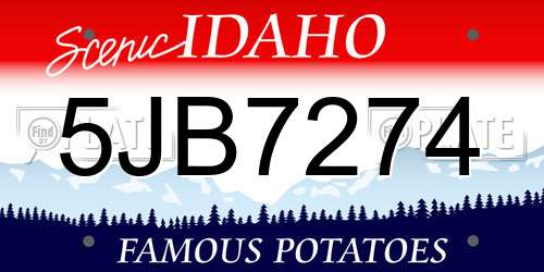 5JB7274 Idaho License Plate