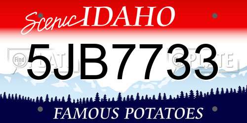5JB7733 Idaho License Plate