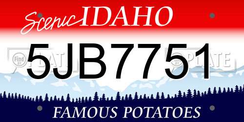 5JB7751 Idaho License Plate