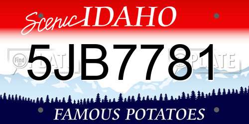 5JB7781 Idaho License Plate
